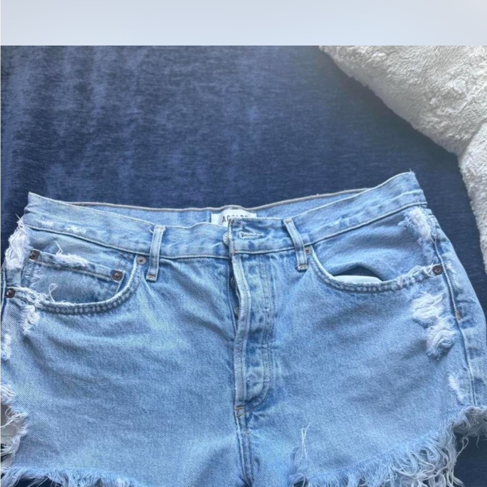 Light Blue Distressed Denim Shorts